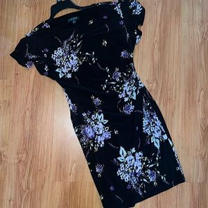 LIKE NEW! Lauren Ralph Lauren Purple Black Floral Dress Fully Lined Size 10